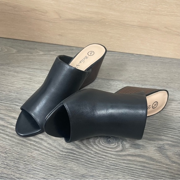 Bella Vita Kathy Open Toe Black Leather Mule Sandals Women Size 8 - Picture 15 of 17